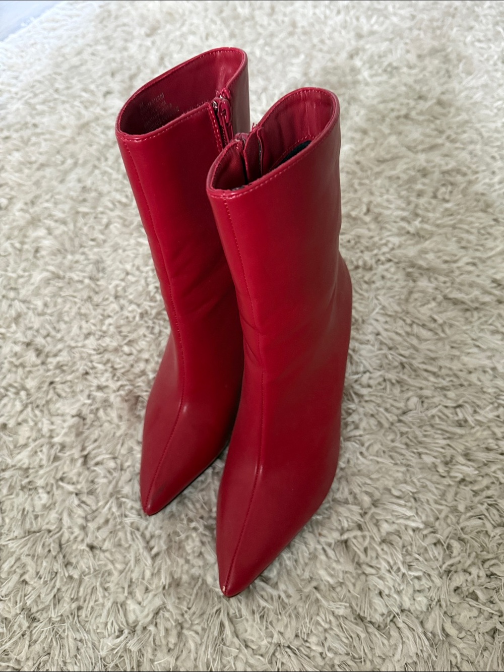 MIA Red Pointed Toe Mid-Calf Heeled Boots
